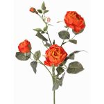 Branche de rose en tissu DIAMANTIS, orange, 70cm, Ø5-8cm
