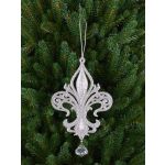 Pendentif acrylique, Feur de lys AZARIEL, paillettes, argent, 15cm