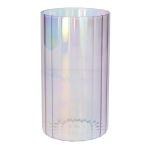 Deko Vase BLANDINA, Glas, Rillen, lila-irisierend-transparent, 18cm, Ø10cm