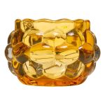 Bougeoir boule en verre PETRONA avec pois en relief, jaune-transparent, 8,5cm, Ø12cm