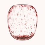 Vase décoratif RUSSELL, verre, motif léopard, rouge-transparent, 26cm, Ø22,4cm