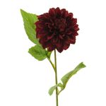 Fleur artificielle dahlia WANRU, rouge bourgogne, 50cm