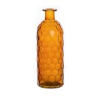 Vase en verre ARANCHA, motif nid d'abeille, orange-brun-transparent, 20cm, Ø7cm