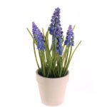 Muscari artificiel ARABELLA, pot décoratif, violet-bleu, 25cm, Ø2-3cm