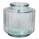 Vase avec rainures LOANA, verre, bleu-transparent, 23cm, Ø23cm