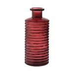 Vase bouteille en verre STUART avec rainures, rouge brun-transparent, 21,5cm, Ø9,5cm