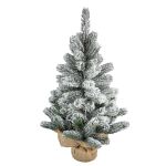 Petit sapin artificiel INNSBRUCK, sac de jute, neige, 45cm, Ø30cm