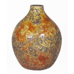 Vase à fleurs en céramique TSCHIL, rustique, dégradé, jaune ocre-marron, 24cm, Ø18cm