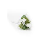 Boutonnière de lisianthus et d'hortensias artificielle EREA, blanc-vert, 15cm