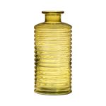 Vase bouteille en verre STUART avec rainures, jaune-transparent, 21,5cm, Ø9,5cm