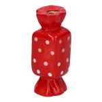 Vase soliflore carré en forme de bonbon AMIEL en céramique, à pois, rouge-blanc, 4,5x4,5x11,5cm
