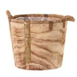 Cache-pot en bois DABIH avec poignées en corde, brun, 24cm, Ø29cm