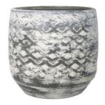 Cache-pot en céramique MAIVIN, motif losange, gris, 14cm, Ø15,5cm