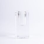 Porte-bougie angulaire en verre SOLUNA pour bougies chandelles, transparent, 4x4x8cm