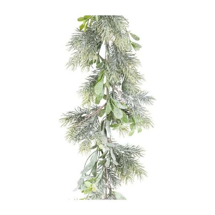 Guirlande artificielle de sapin et de gui, DAVEL, baies, givré, 180cm