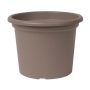 Pot de fleurs rond VENERA en plastique recyclé, avec des trous, taupe, 26cm, Ø35cm