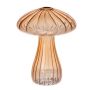 Vase en verre PULCHERIA, en forme de champignon, rainures, ambre-transparent, 13cm, Ø10cm