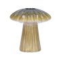 Vase pour fleurs RAIMUNDE en céramique, en forme de champignon, rainures, vert, 9,5cm, Ø9cm