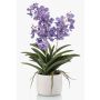 Orchidée Vanda artificielle PAVRA en pot en céramique, racines, violet-blanc, 60cm