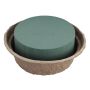 OASIS® Mousse florale humide Coupe ronde pour des compositions florales, coupe en papier recyclé Biolit, vert, 11cm, Ø26cm