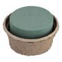 OASIS® Mousse florale humide Coupe ronde pour des compositions florales, coupe en papier recyclé Biolit, vert, 10cm, Ø18cm
