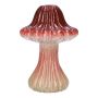 Vase pour fleurs RICHLINDE, amanite tue-mouche, céramique, rainures, rouge foncé-beige, 21cm, Ø15cm
