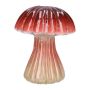 Vase en céramique amanite tue-mouche SEBALDE, rainures, rouge-beige, 21cm, Ø16cm