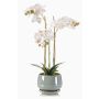 Orchidée Phalaenopsis artificielle JOLANA dans un pot en céramique, blanc, 45cm