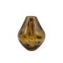 Vase à fleurs RUSSELL, en verre, ventru, motif léopard, marron-transparent, 15 cm, Ø 12 cm