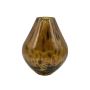 Vase à fleurs RUSSELL, en verre, ventru, motif léopard, marron-transparent, 22 cm, Ø 17 cm