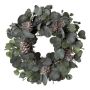 Couronne artificielle d'eucalyptus RINPO, pommes de pin, gris-vert, Ø35cm