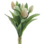 Bouquet de tulipes artificielles LONA, jaune-crème-vert, 30cm, Ø20cm