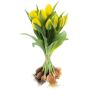 Bouquet de tulipes artificielles LONA avec des bulbes, jaune, 35cm, Ø25cm