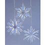 Pendentifs en acrylique en forme de flocon de neige WOLFGANG, lot de 3, transparents, Ø 11-12 cm