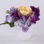Arrangement de roses et hortensias artificiel FELINE, lilas, 17cm, Ø18cm