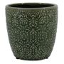 Cache-pot en céramique JAIRO à motif, vert olive, 10cm, Ø11cm