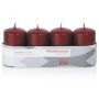 Bougies cylindriques pour couronne de l'Avent JENARO, lot de 4, bordeaux, 8 cm, Ø 5 cm, 18 h - Fabriquées en Allemagne