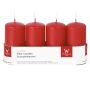 Bougies cylindriques pour couronne de l'Avent JENARO, lot de 4, rouges, 10 cm, Ø 5 cm, 23 h - Fabriquées en Allemagne