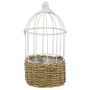 Vogelhaus Pflanzkorb TUKFE en roseau, suspendu, beige-blanc, 40cm, Ø18cm