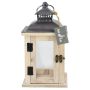Lanterne en bois BEGGY avec Verre, anse, beige, 15,5x15,5x29cm