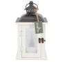 Lanterne en bois BEGGY avec Verre, anse, blanc, 15,5x15,5x29cm