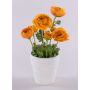 Renoncule artificielle MAYLIN en pot en terre cuite, orange, 35cm
