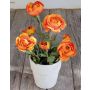 Renoncule artificielle MAYLIN en pot en terre cuite, orange, 35cm