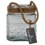 Photophore MELMY avec cordon, à motif rauten, transparent, 13cm, Ø11cm