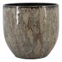 Pot de terre cuite VELUM avec veinures, taupe, 16cm, Ø17cm