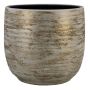Pot en céramique RODYN à cannelures, dégradé, blanc-doré, 45cm, Ø49cm