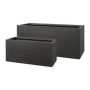 Jardinière rectangulaire KIRIMA, 2 pièces, fibre de verre, anthracite, 60x28x28cm, 80x35x35cm