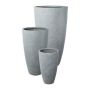 Vase rond haut KIRIMA, 3 pièces, fibre de verre, gris, 34x60cm, 44x80cm, 54x100cm