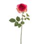 Rose artificiel BRUNETTE, fuchsia-vert, 70cm, Ø11cm