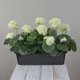 Géraniums artificiels FLOREANA en jardinière, lot de 3, blancs, 40 x 15 x 35 cm